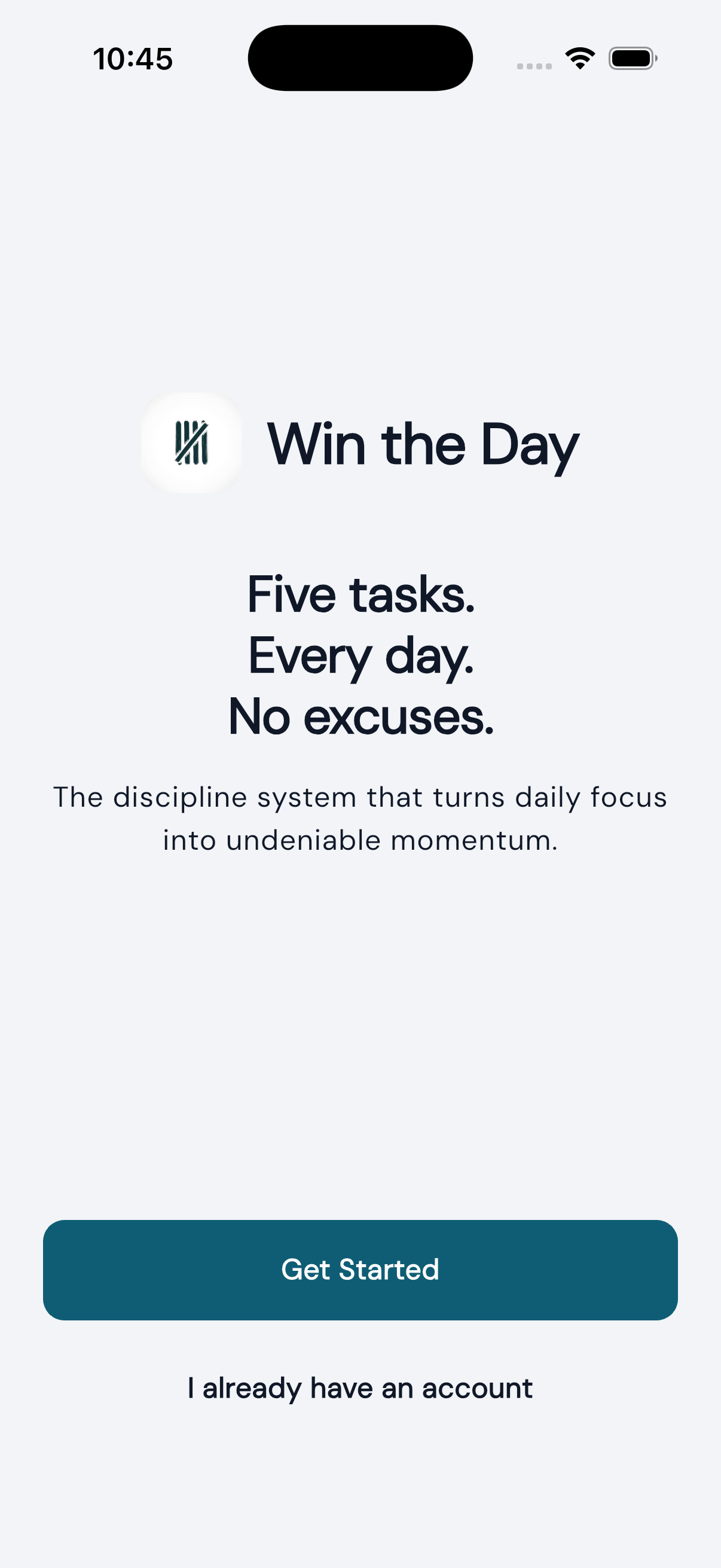 Win the Day Welcome Screen